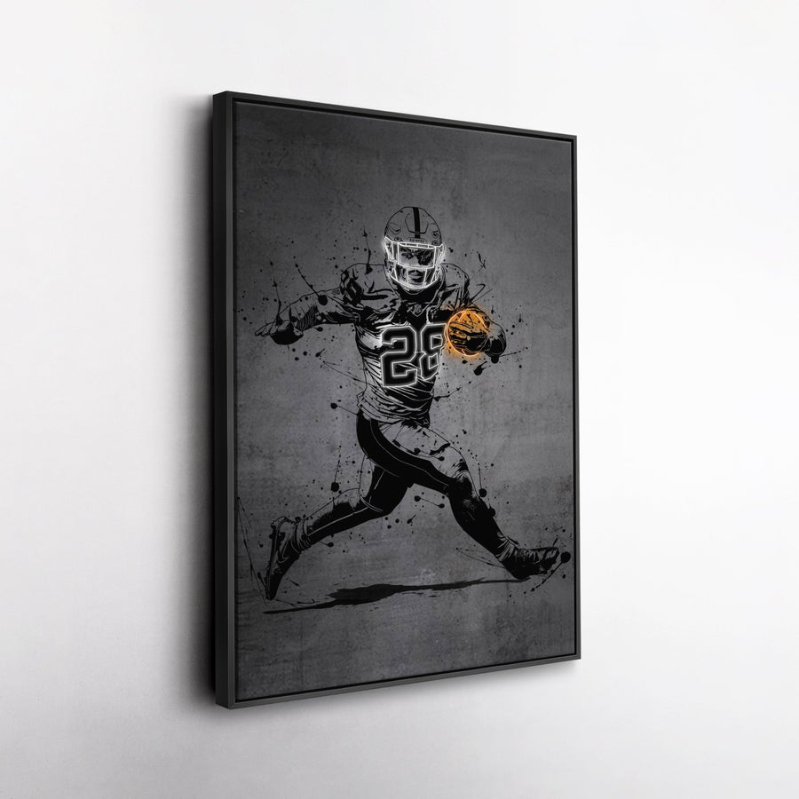 Josh Jacobs Neon Canvas Art | Modern Wall Decor for Raiders Fans - CanvasNeon
