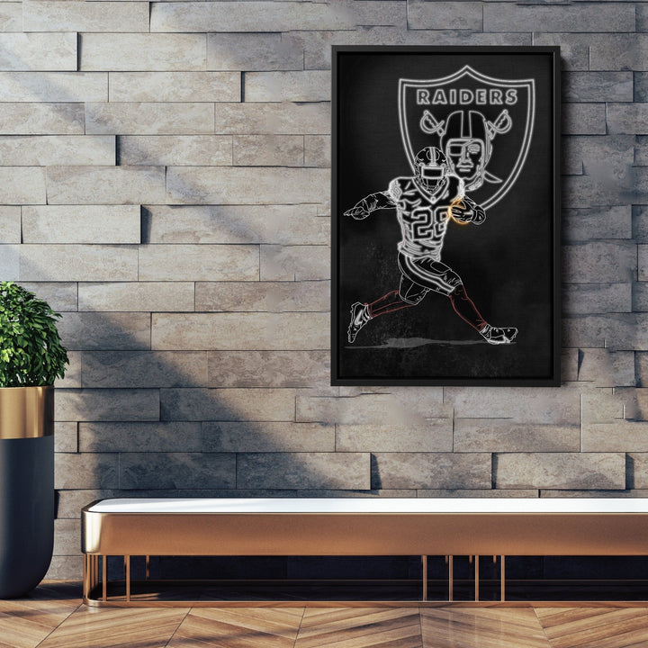 Josh Jacobs Neon Canvas Art | Raiders Wall Decor - CanvasNeon