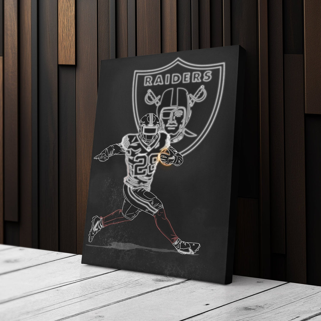 Josh Jacobs Neon Canvas Art | Raiders Wall Decor - CanvasNeon
