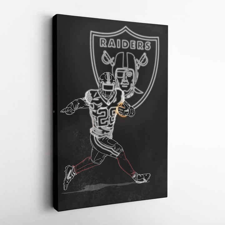 Josh Jacobs Neon Canvas Art | Raiders Wall Decor - CanvasNeon