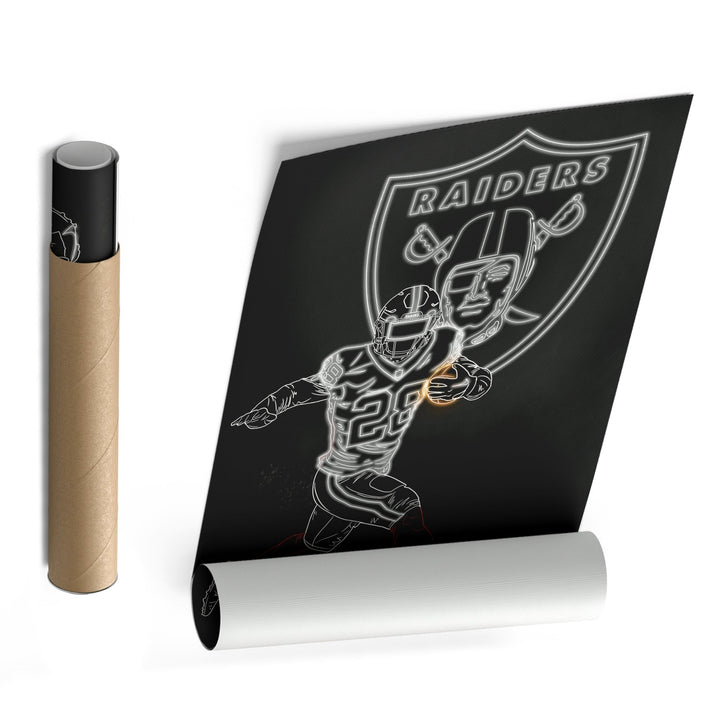 Josh Jacobs Neon Canvas Art | Raiders Wall Decor - CanvasNeon