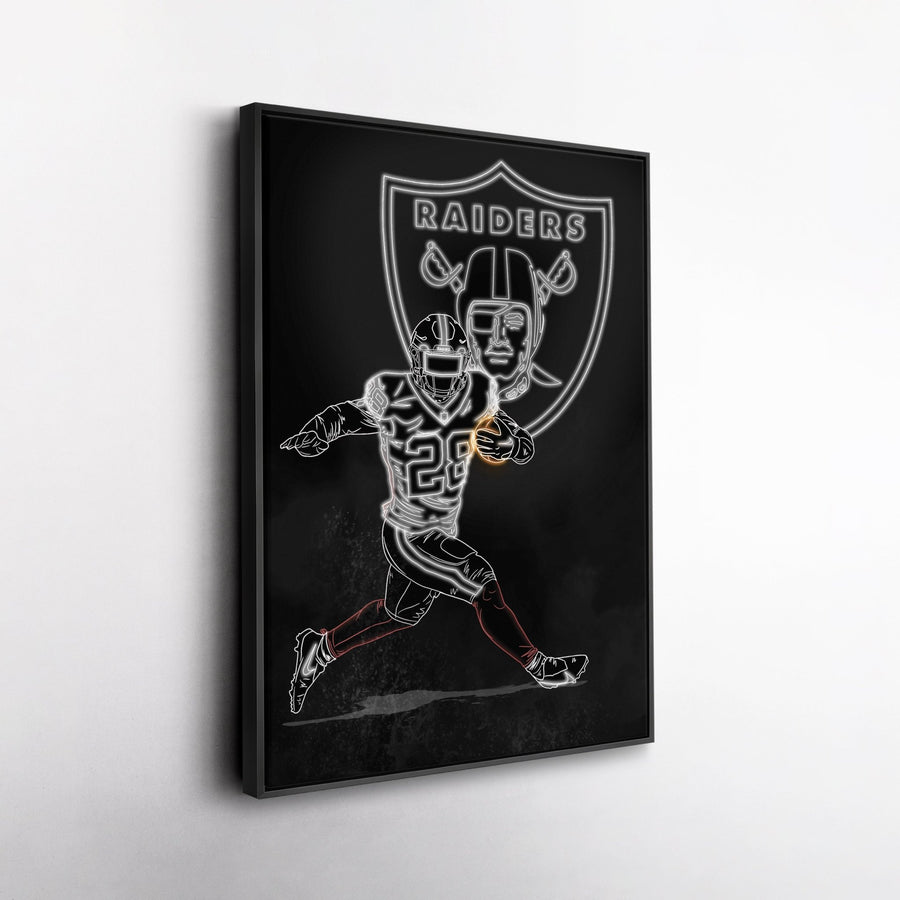 Josh Jacobs Neon Canvas Art | Raiders Wall Decor - CanvasNeon