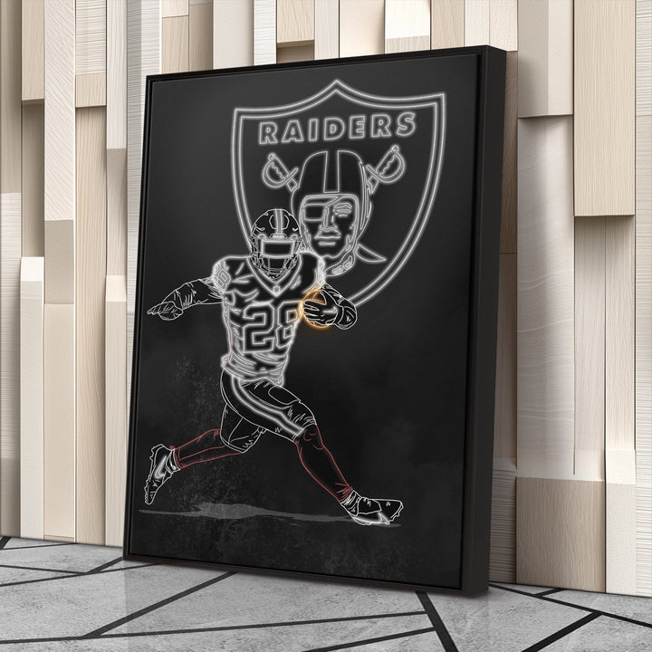 Josh Jacobs Neon Canvas Art | Raiders Wall Decor - CanvasNeon