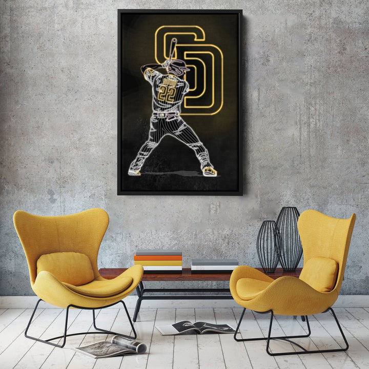 Juan Soto Neon Canvas Art | Padres Wall Decor - CanvasNeon
