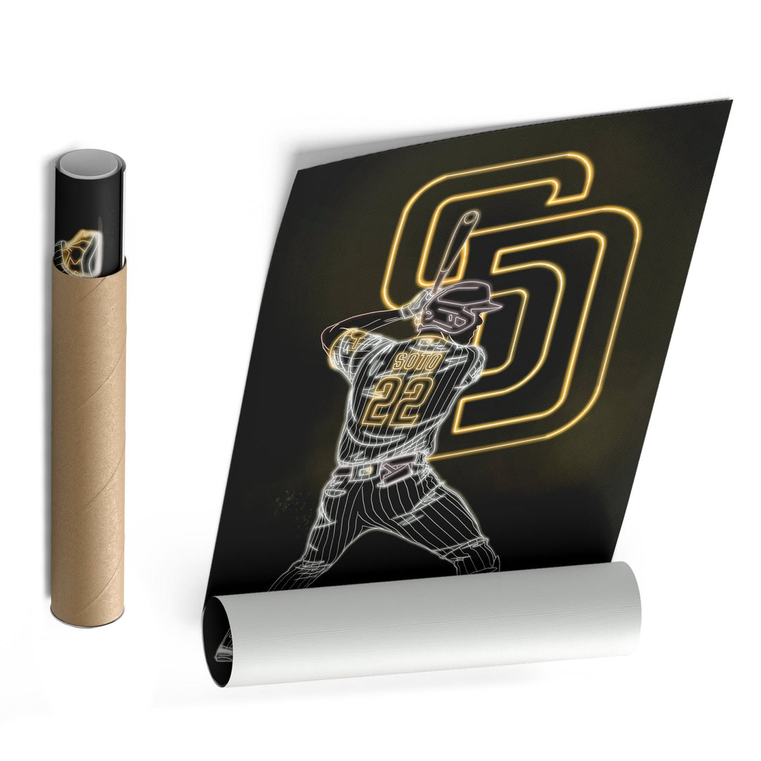 Juan Soto Neon Canvas Art | Padres Wall Decor - CanvasNeon