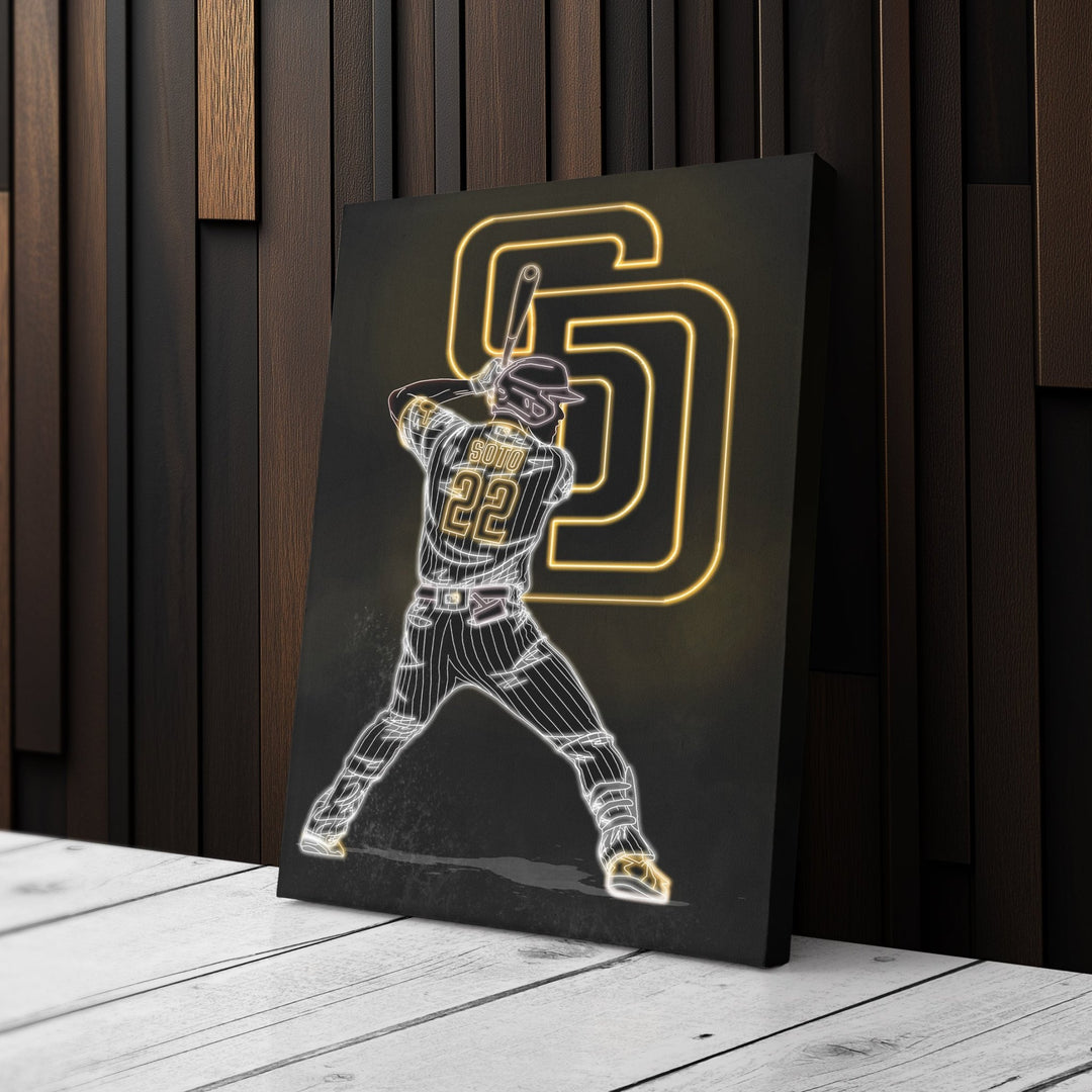 Juan Soto Neon Canvas Art | Padres Wall Decor - CanvasNeon