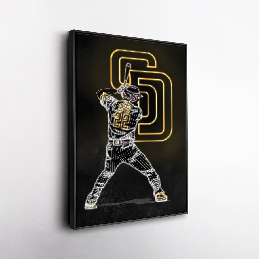 Juan Soto Neon Canvas Art | Padres Wall Decor - CanvasNeon