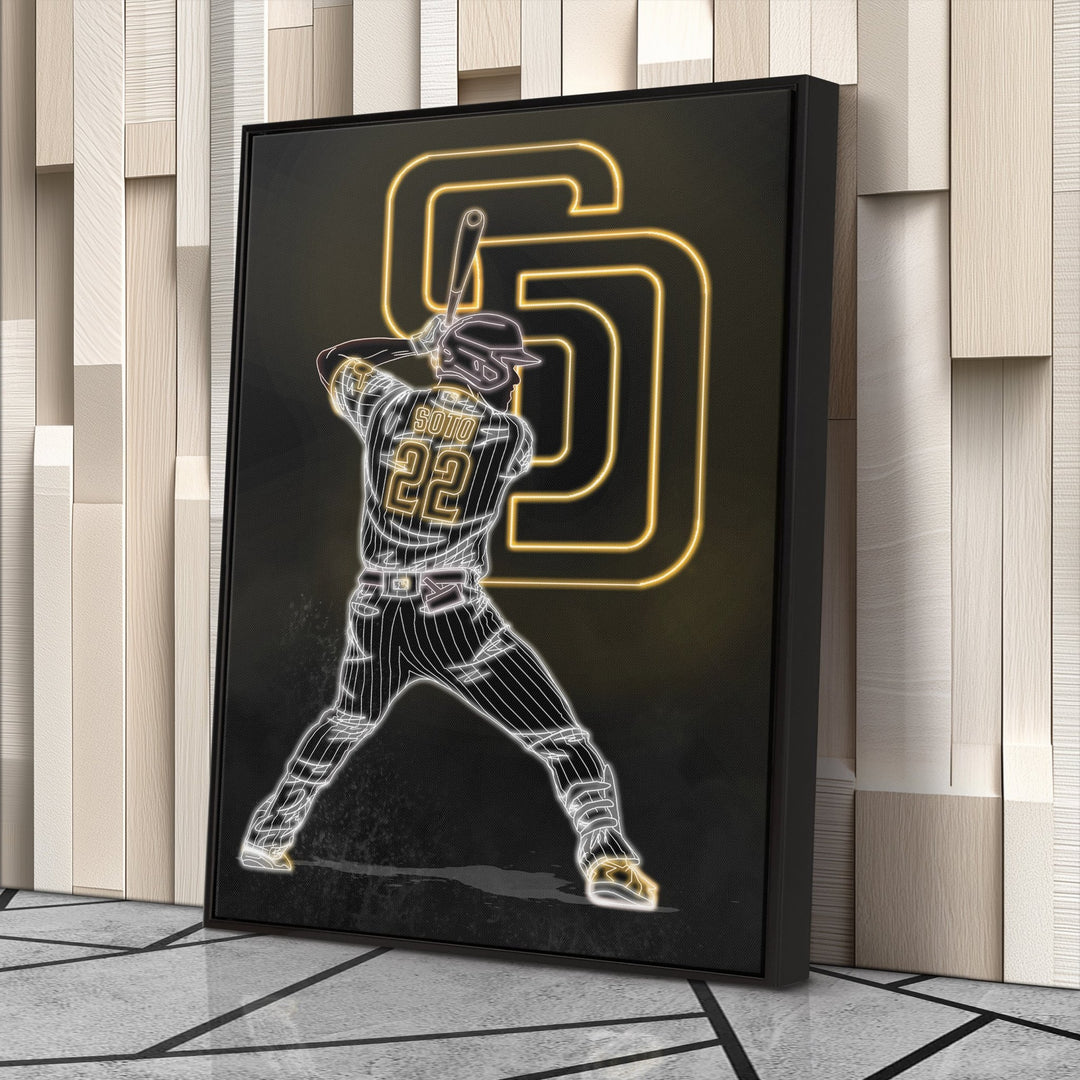 Juan Soto Neon Canvas Art | Padres Wall Decor - CanvasNeon