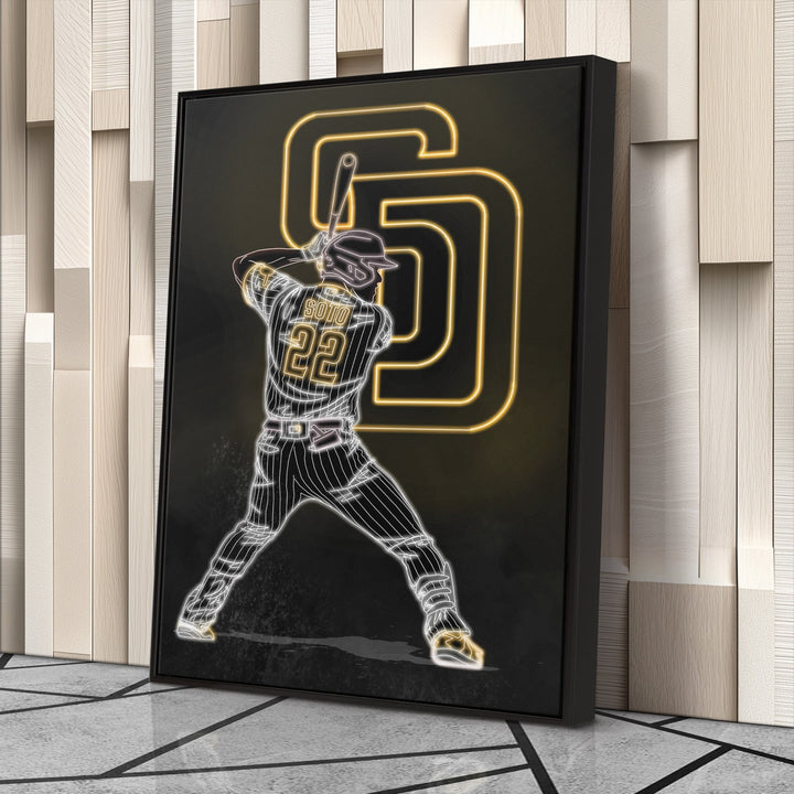 Juan Soto Neon Canvas Art | Padres Wall Decor - CanvasNeon