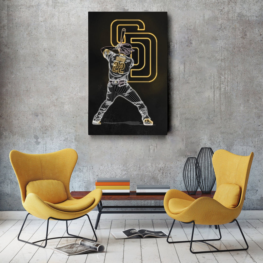 Juan Soto Neon Canvas Art | Padres Wall Decor - CanvasNeon