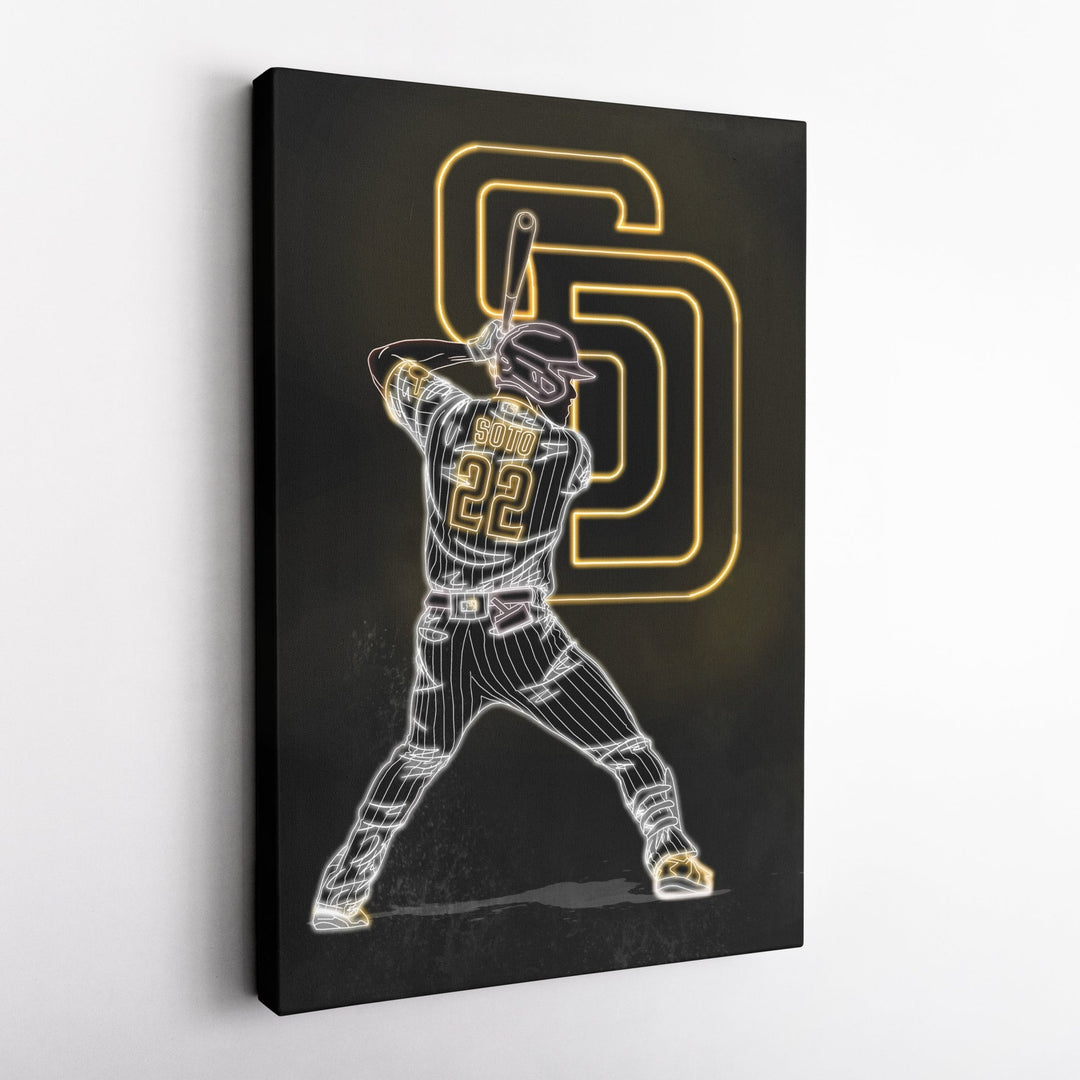 Juan Soto Neon Canvas Art | Padres Wall Decor - CanvasNeon