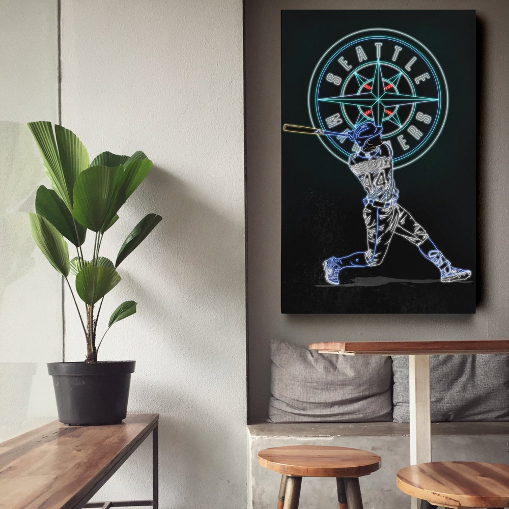Julio Rodríguez Neon Canvas Art | Mariners Wall Decor - CanvasNeon
