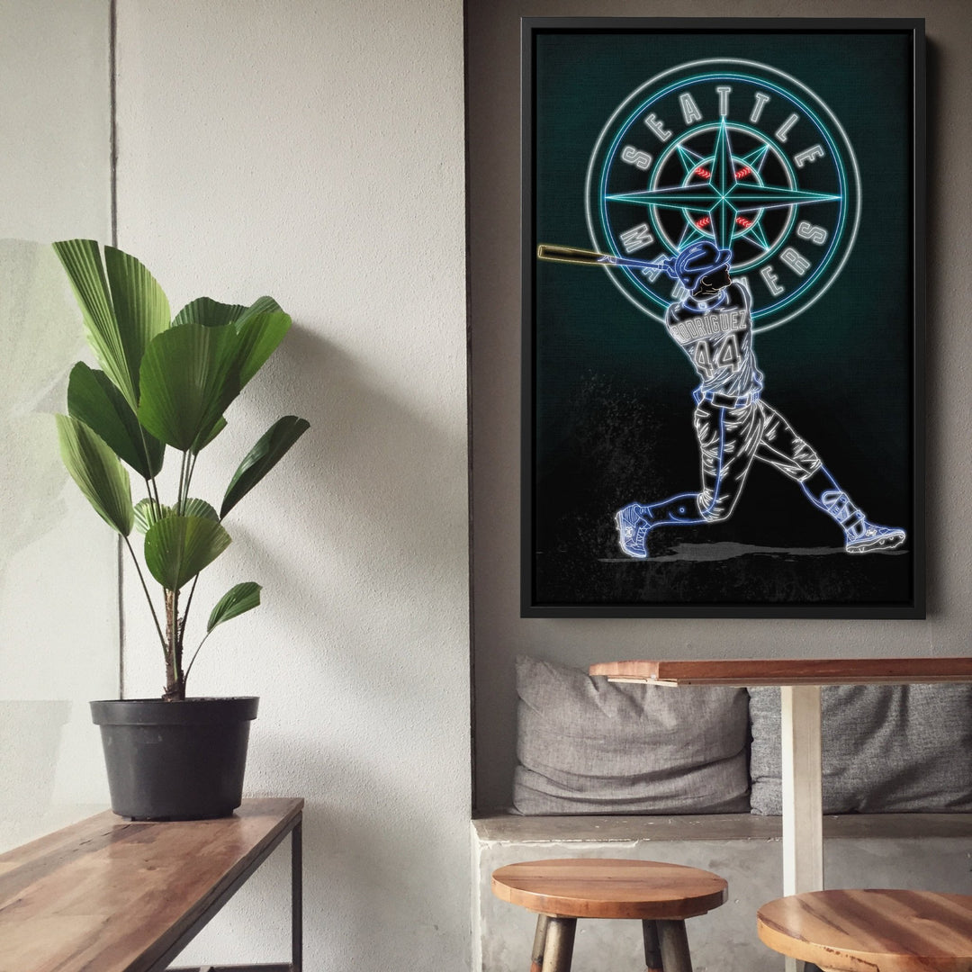 Julio Rodríguez Neon Canvas Art | Mariners Wall Decor - CanvasNeon