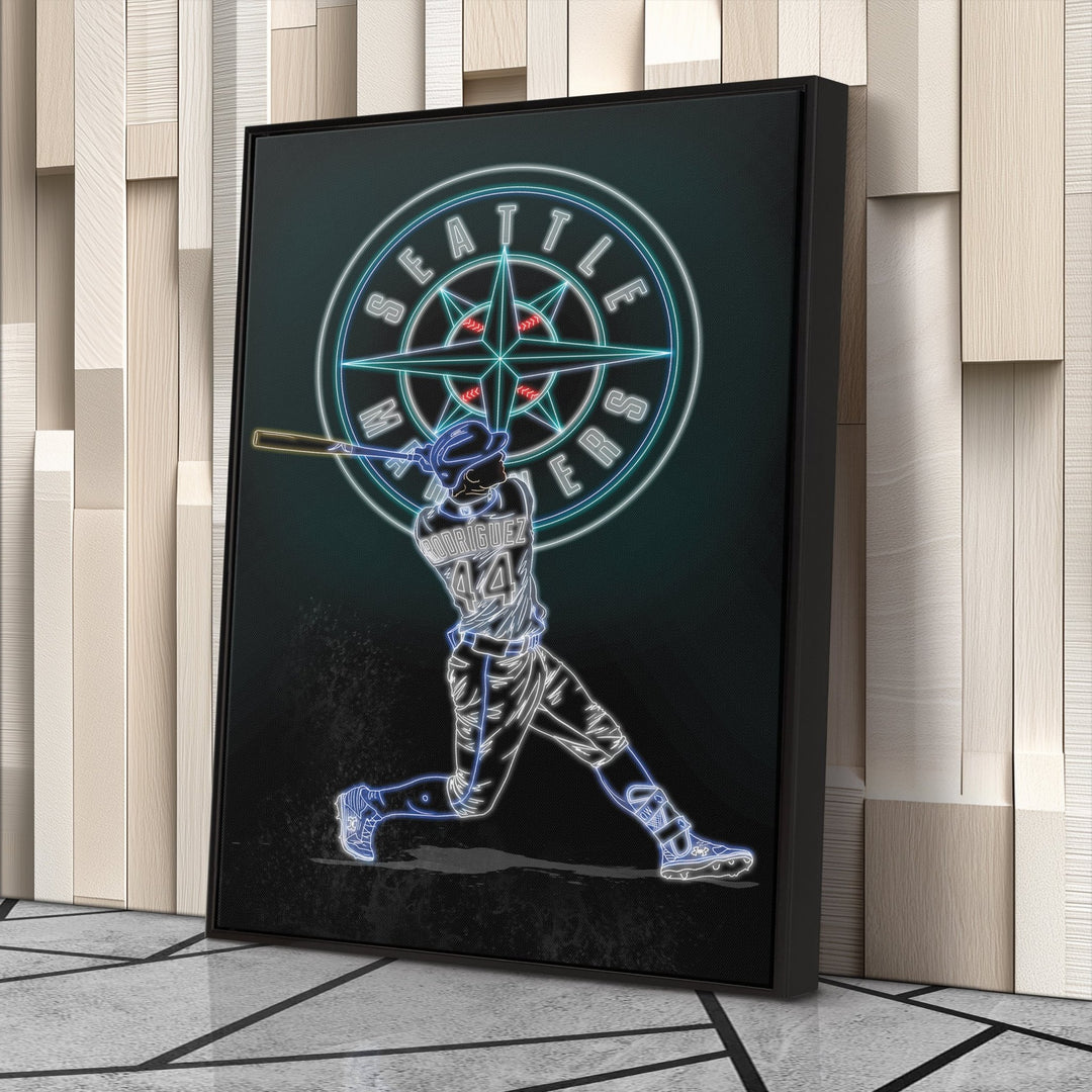 Julio Rodríguez Neon Canvas Art | Mariners Wall Decor - CanvasNeon