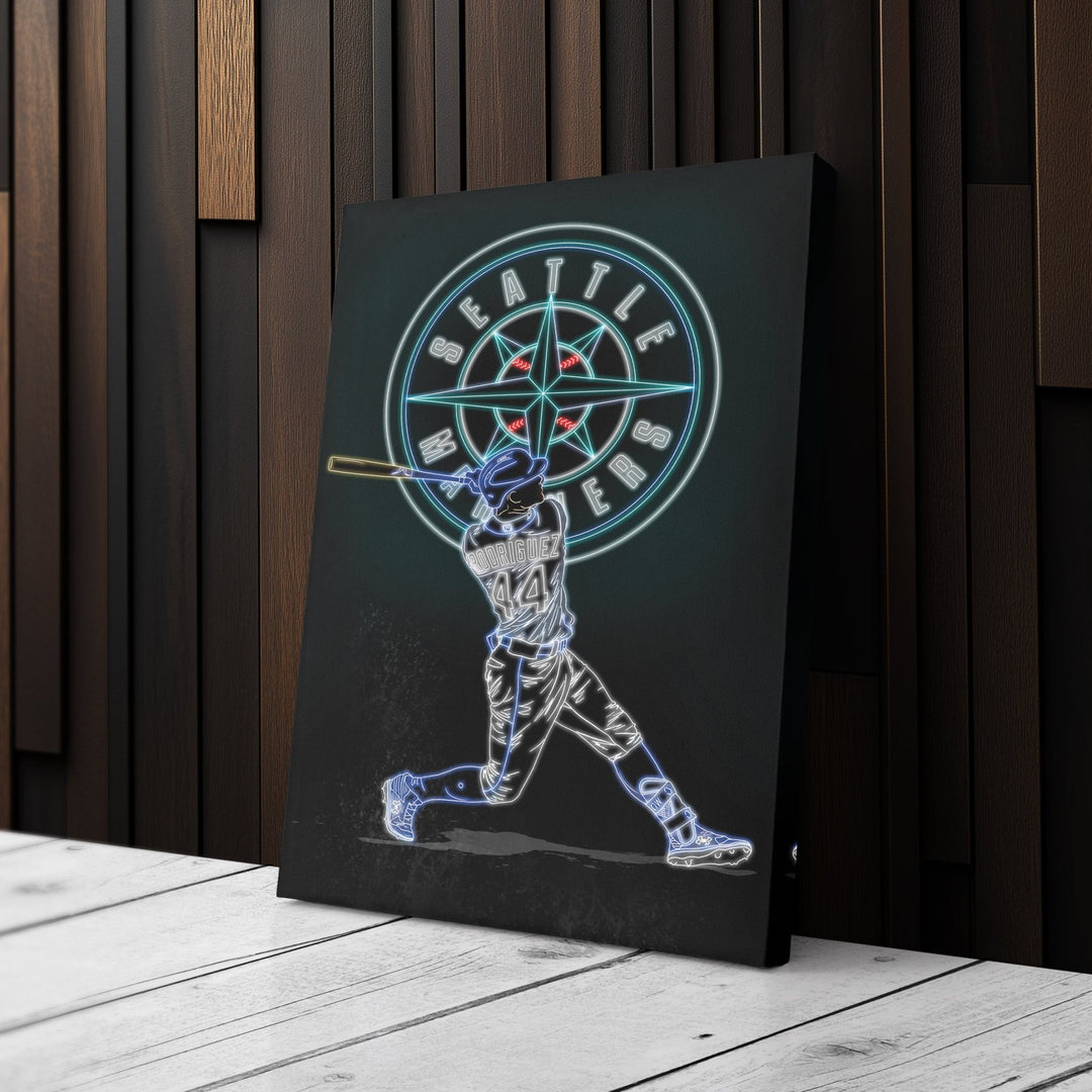 Julio Rodríguez Neon Canvas Art | Mariners Wall Decor - CanvasNeon