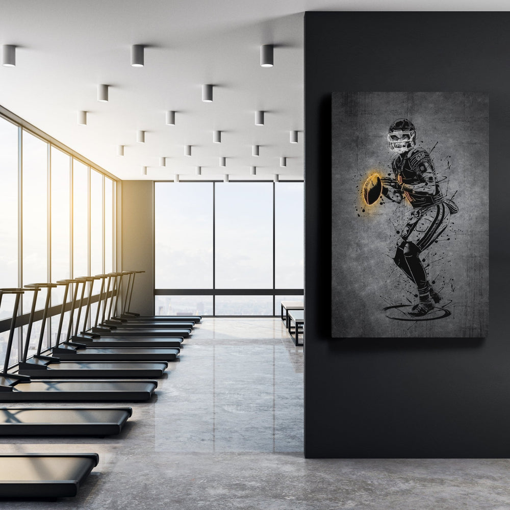 Justin Fields Neon Canvas Art | Modern Wall Decor for Bears Fans - CanvasNeon