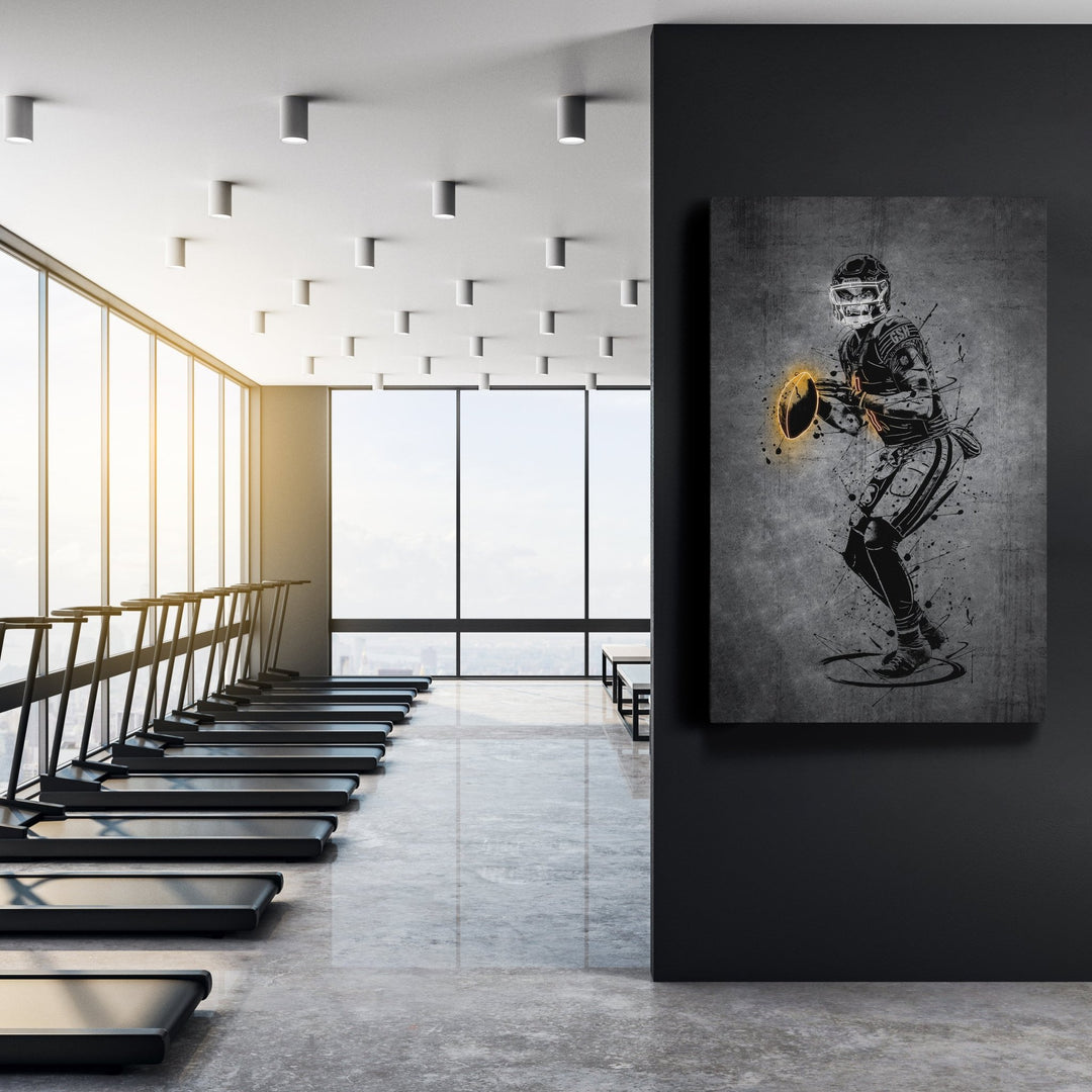 Justin Fields Neon Canvas Art | Modern Wall Decor for Bears Fans - CanvasNeon