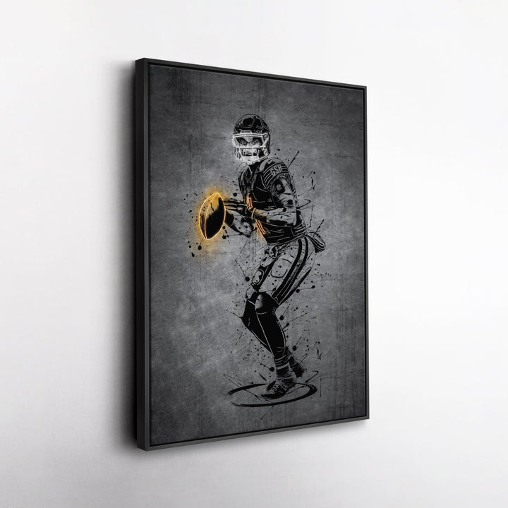 Justin Fields Neon Canvas Art | Modern Wall Decor for Bears Fans - CanvasNeon