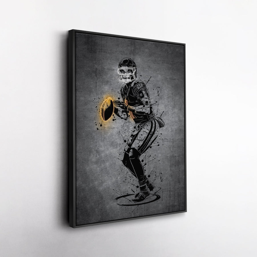 Justin Fields Neon Canvas Art | Modern Wall Decor for Bears Fans - CanvasNeon