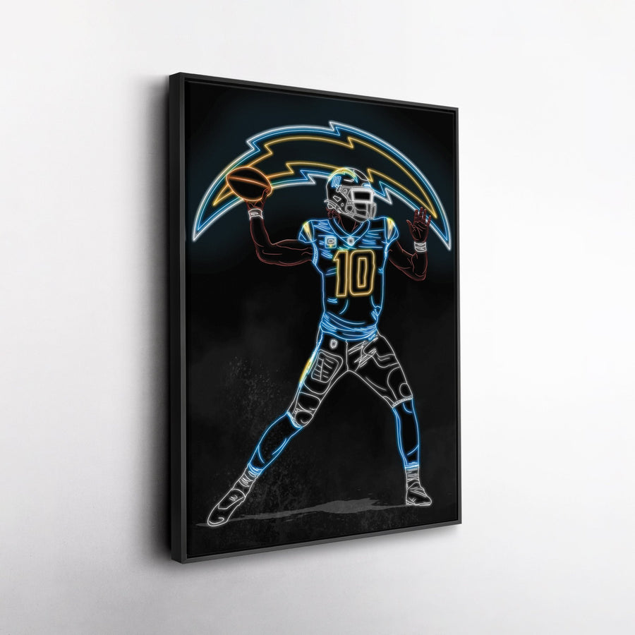 Justin Herbert Neon Canvas Art | Chargers Wall Decor - CanvasNeon