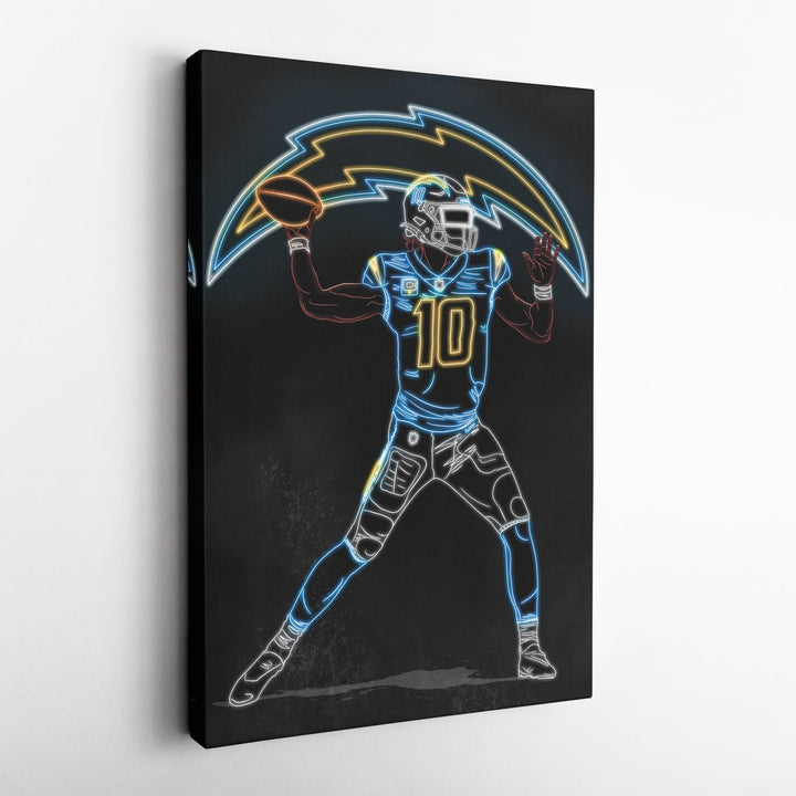 Justin Herbert Neon Canvas Art | Chargers Wall Decor - CanvasNeon