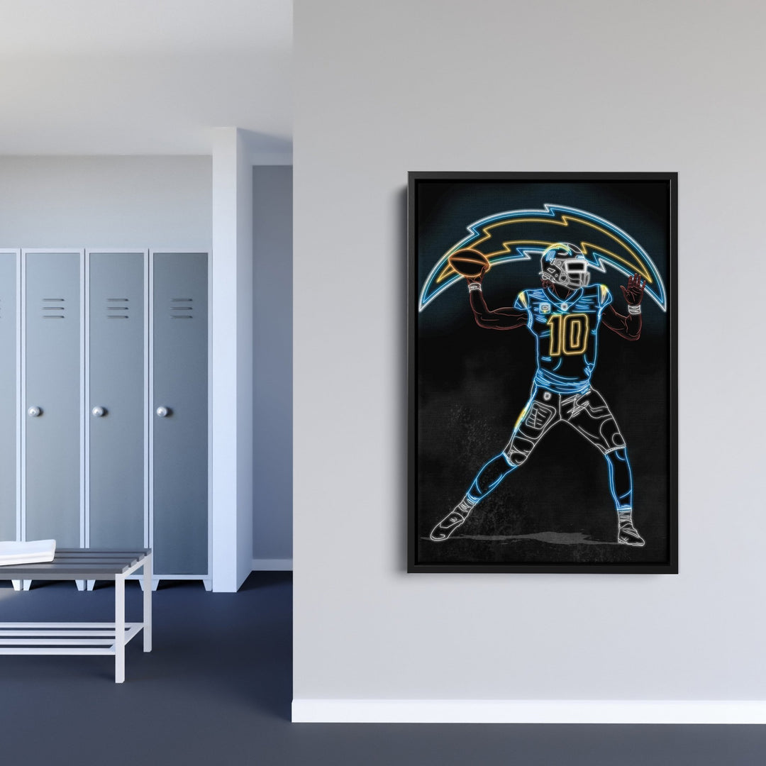 Justin Herbert Neon Canvas Art | Chargers Wall Decor - CanvasNeon