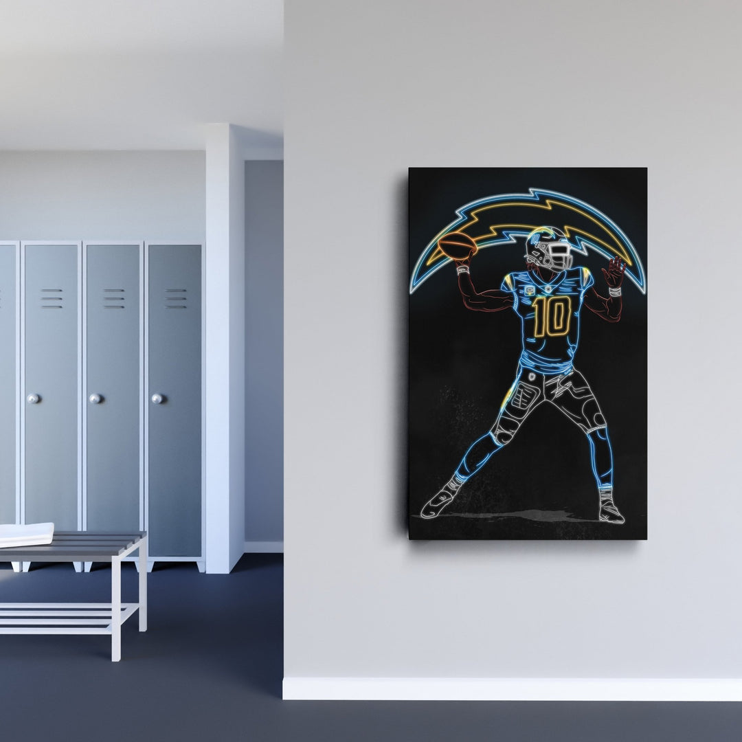Justin Herbert Neon Canvas Art | Chargers Wall Decor - CanvasNeon
