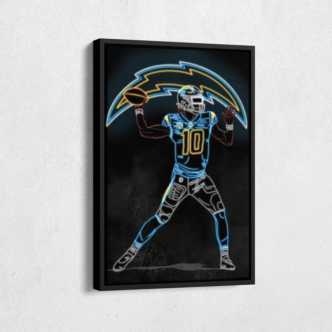 Justin Herbert Neon Canvas Art | Chargers Wall Decor - CanvasNeon