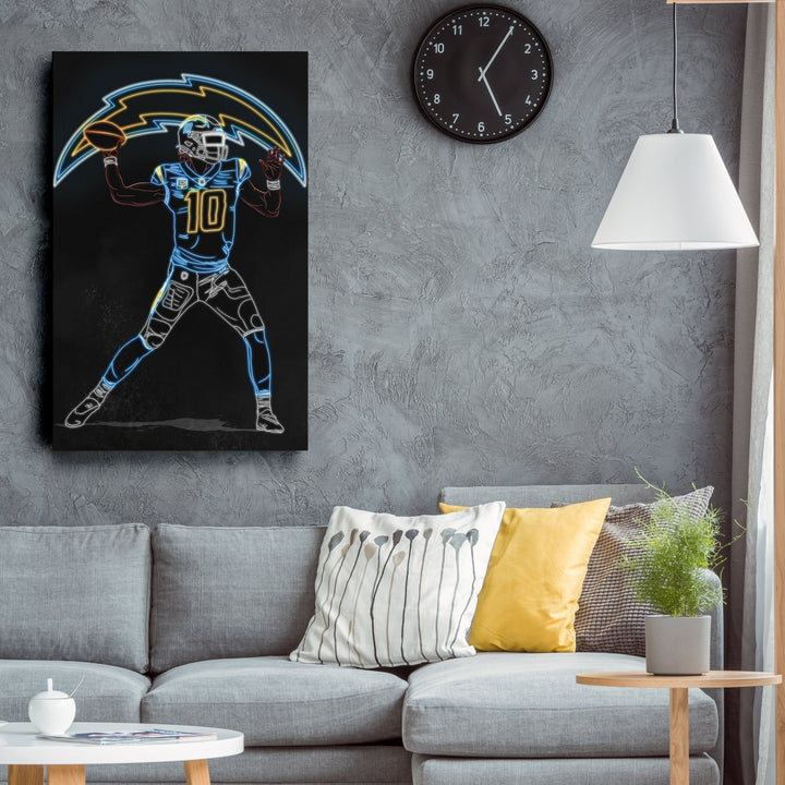 Justin Herbert Neon Canvas Art | Chargers Wall Decor - CanvasNeon