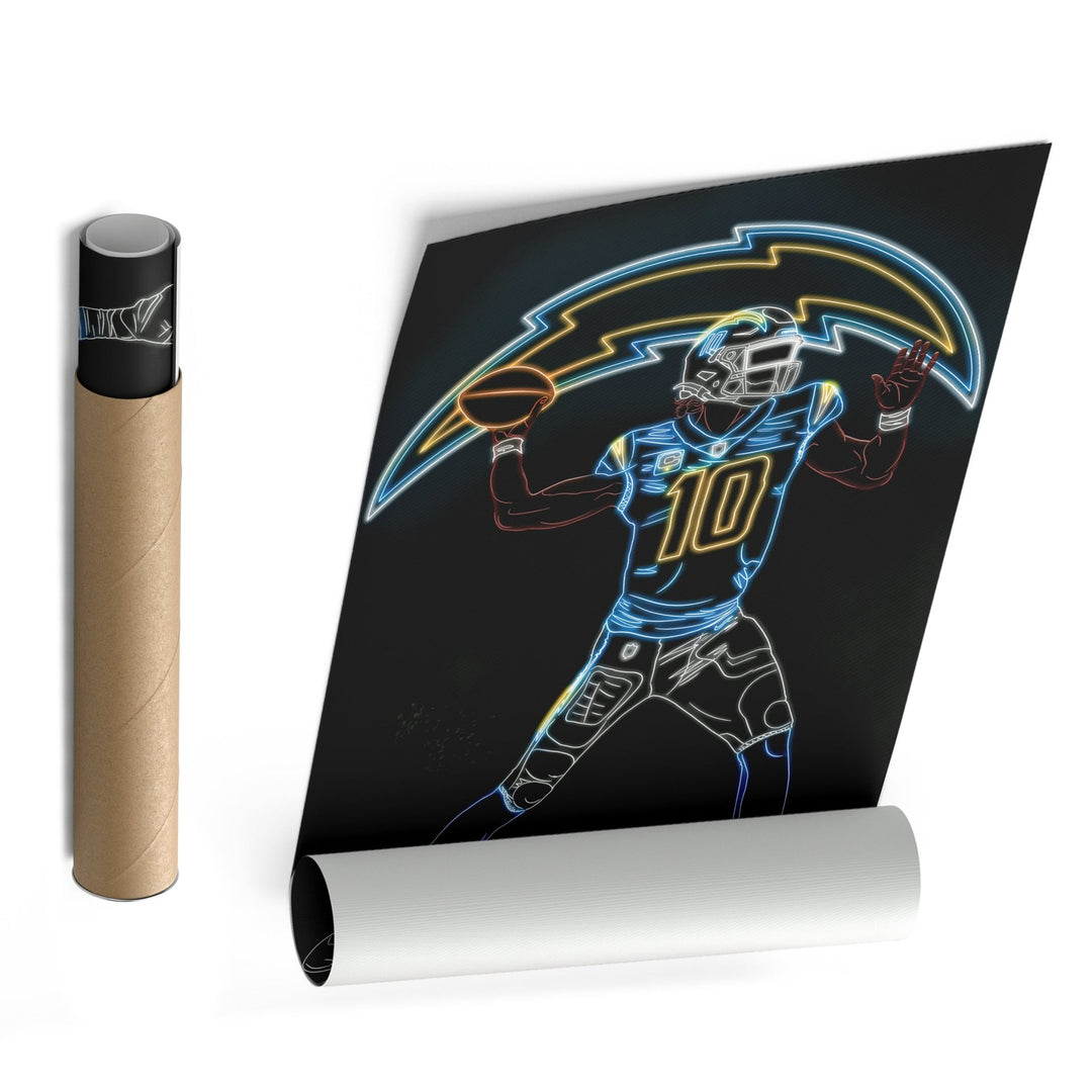 Justin Herbert Neon Canvas Art | Chargers Wall Decor - CanvasNeon