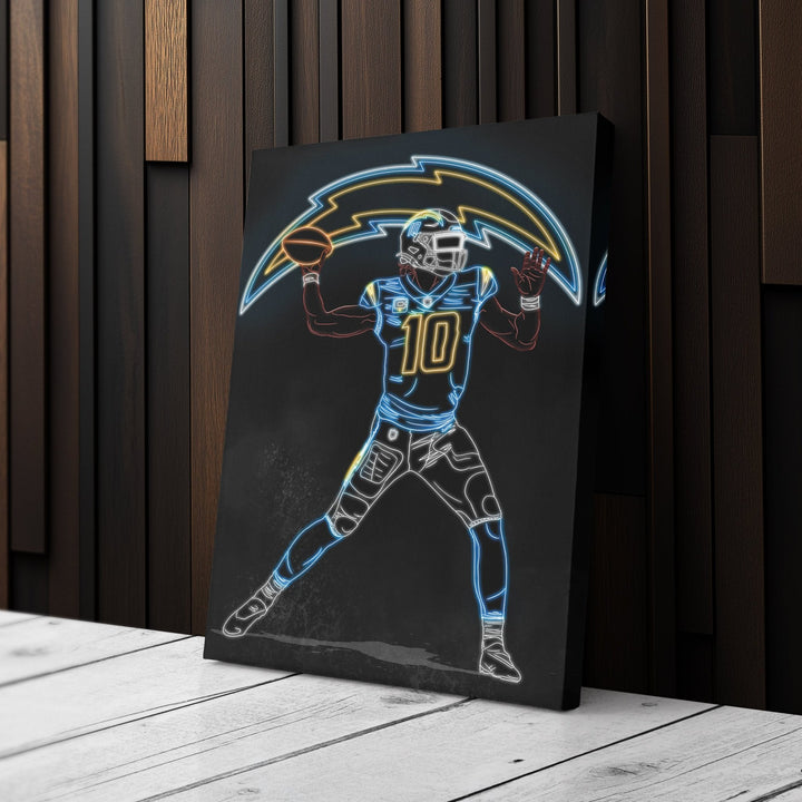 Justin Herbert Neon Canvas Art | Chargers Wall Decor - CanvasNeon