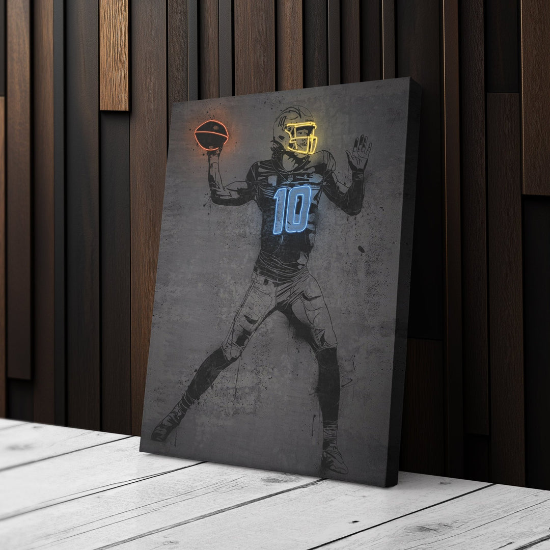 Justin Herbert Neon Canvas Art | Modern Wall Decor for Chargers Fans - CanvasNeon