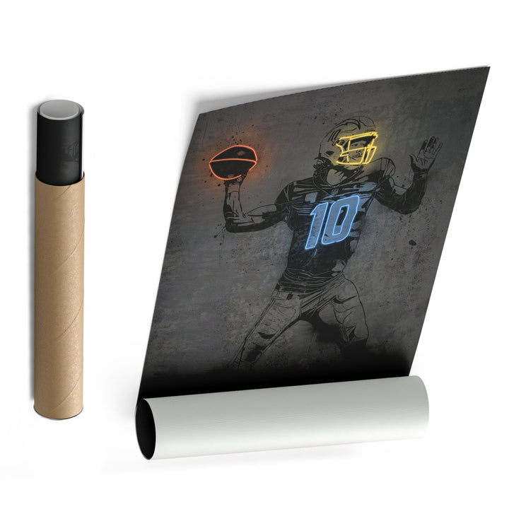 Justin Herbert Neon Canvas Art | Modern Wall Decor for Chargers Fans - CanvasNeon
