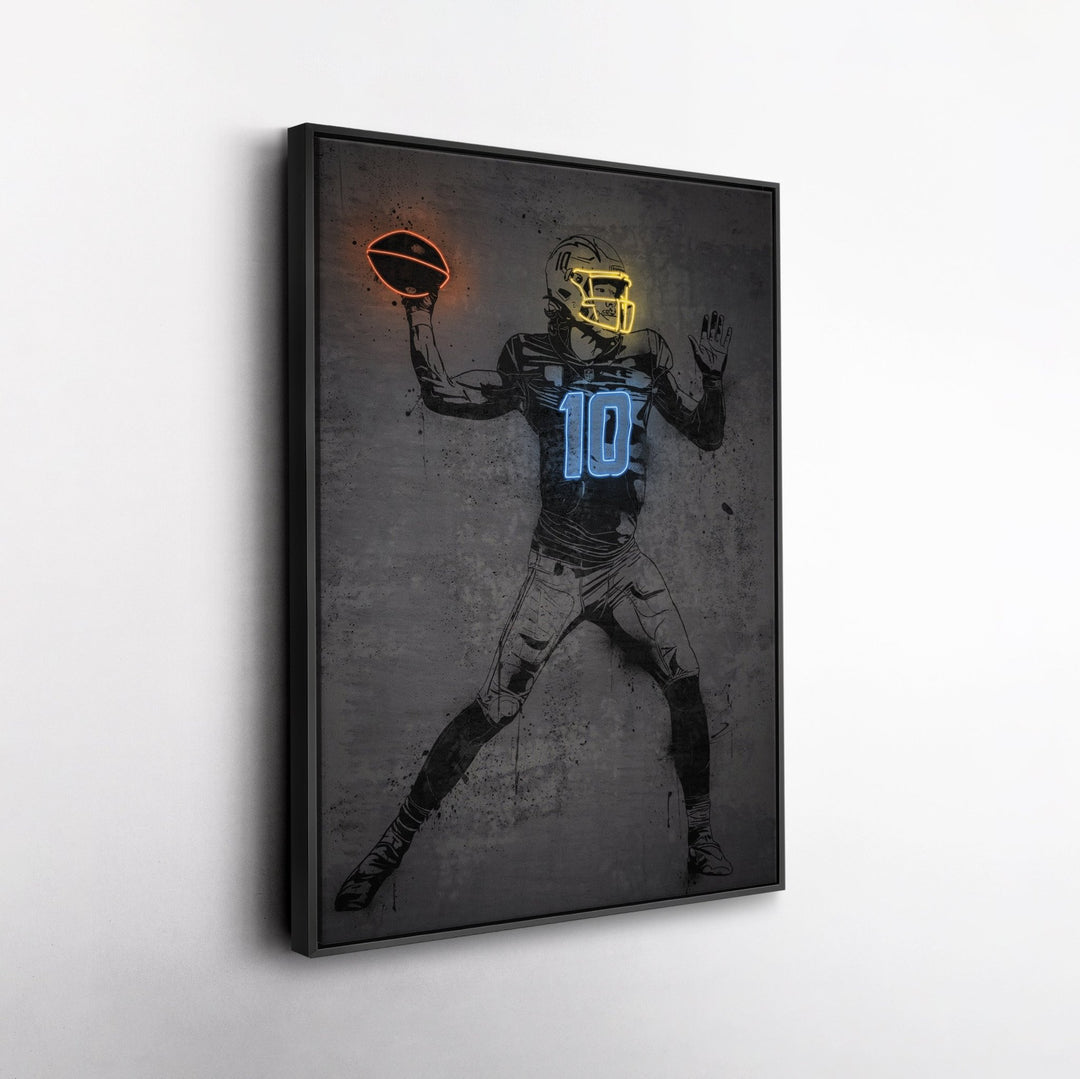 Justin Herbert Neon Canvas Art | Modern Wall Decor for Chargers Fans - CanvasNeon