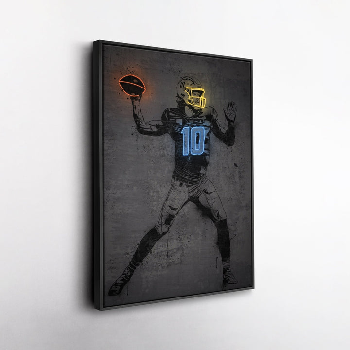 Justin Herbert Neon Canvas Art | Modern Wall Decor for Chargers Fans - CanvasNeon