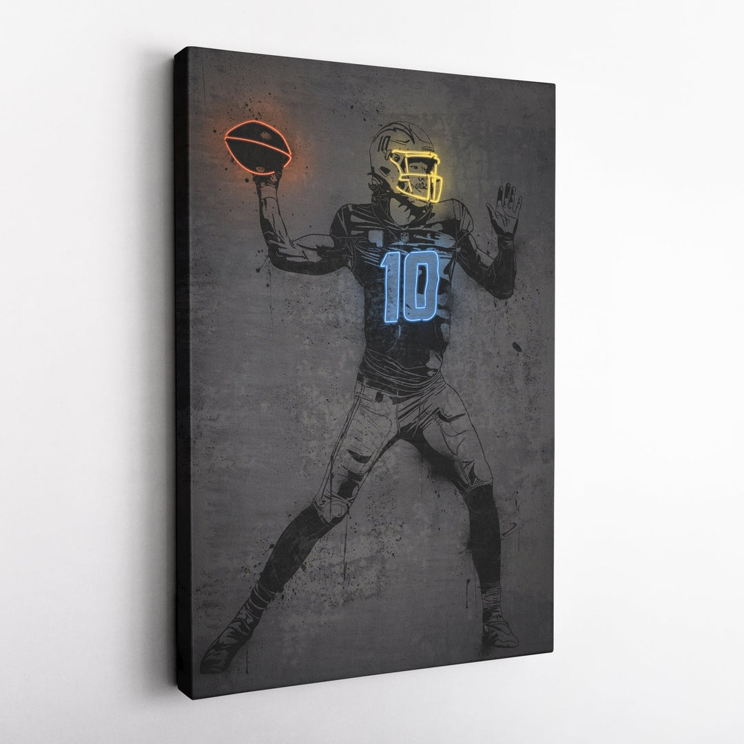 Justin Herbert Neon Canvas Art | Modern Wall Decor for Chargers Fans - CanvasNeon