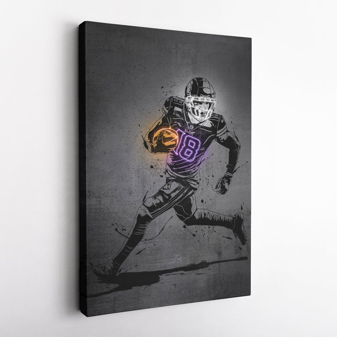Justin Jefferson Neon Canvas Art | Modern Wall Decor for Vikings Fans - CanvasNeon