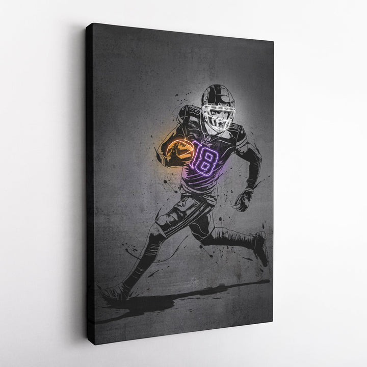 Justin Jefferson Neon Canvas Art | Modern Wall Decor for Vikings Fans - CanvasNeon