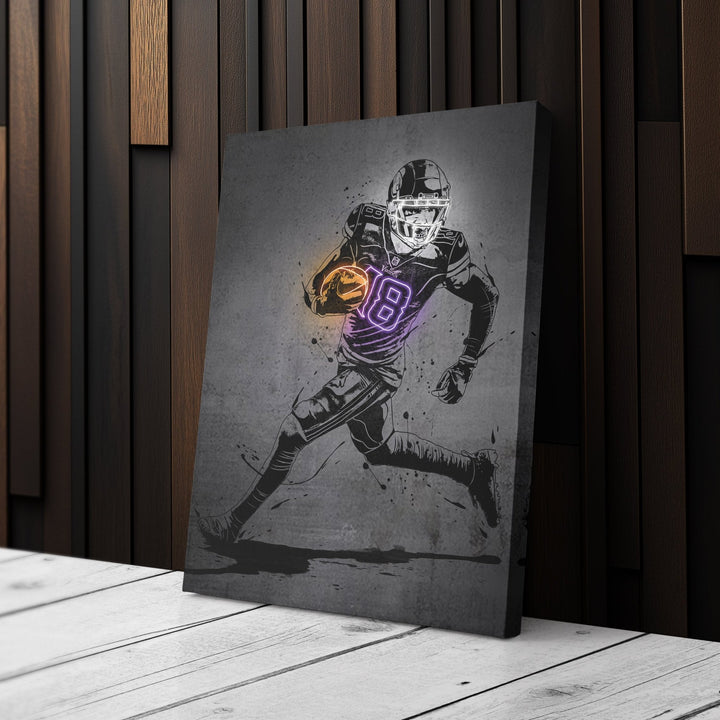 Justin Jefferson Neon Canvas Art | Modern Wall Decor for Vikings Fans - CanvasNeon