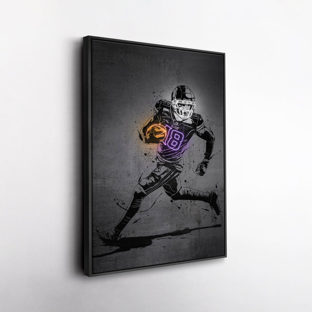 Justin Jefferson Neon Canvas Art | Modern Wall Decor for Vikings Fans - CanvasNeon