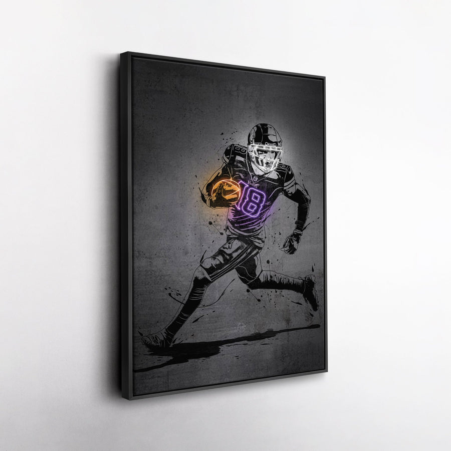 Justin Jefferson Neon Canvas Art | Modern Wall Decor for Vikings Fans - CanvasNeon