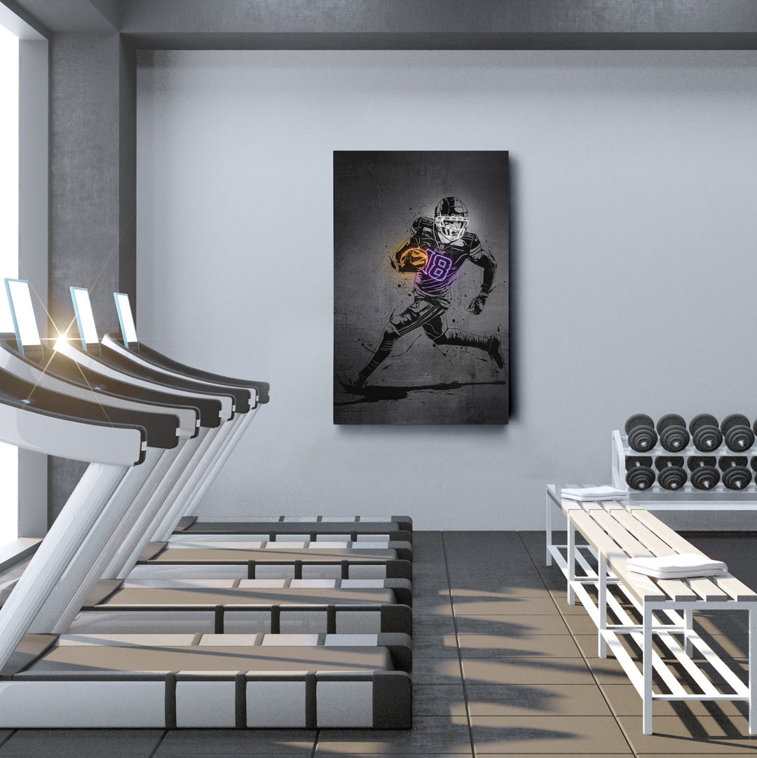 Justin Jefferson Neon Canvas Art | Modern Wall Decor for Vikings Fans - CanvasNeon