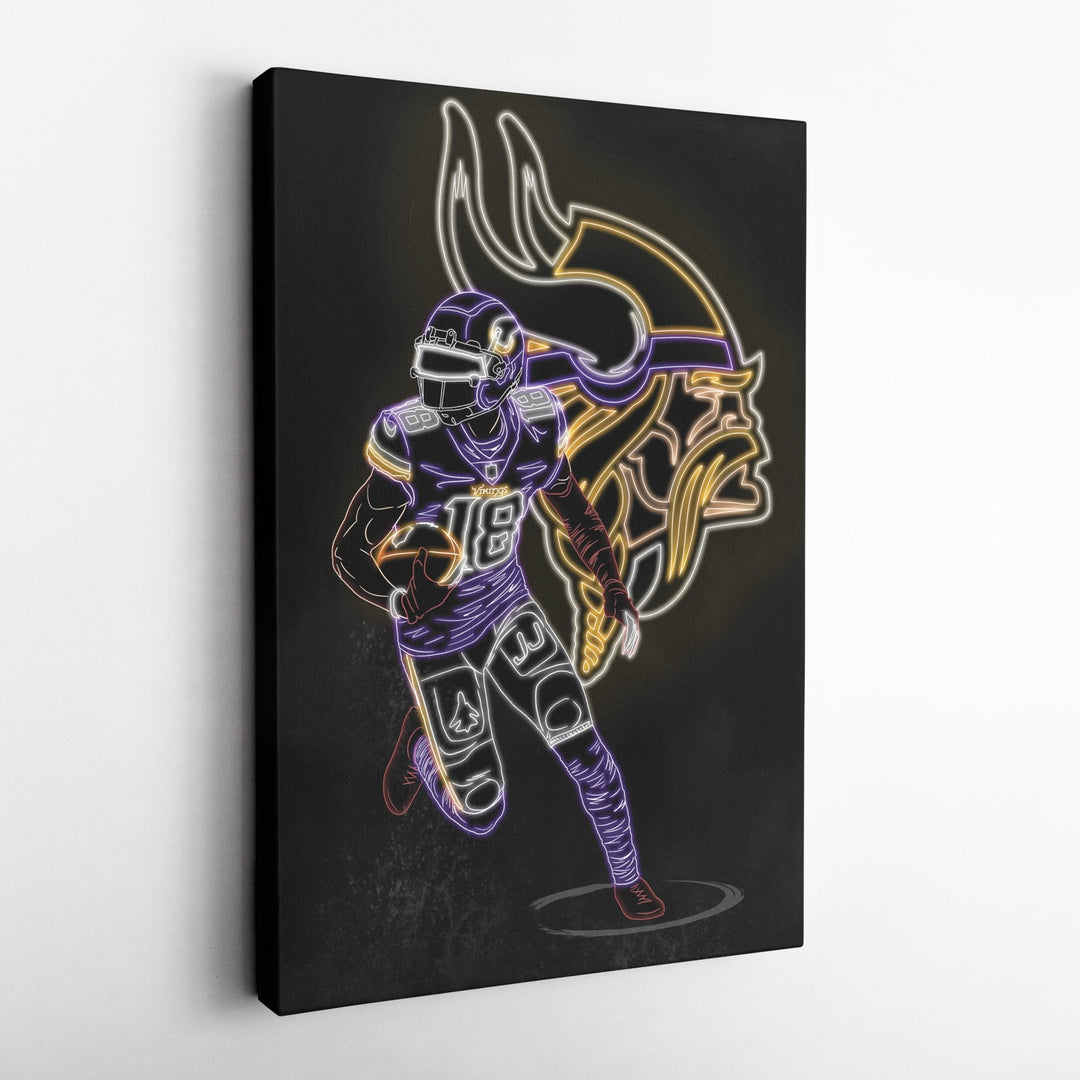 Justin Jefferson Neon Canvas Art | Vikings Wall Decor - CanvasNeon
