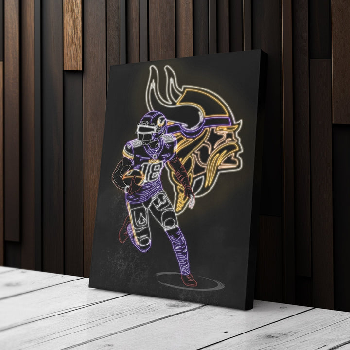 Justin Jefferson Neon Canvas Art | Vikings Wall Decor - CanvasNeon