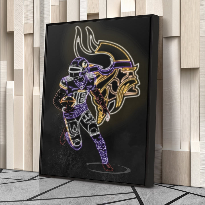 Justin Jefferson Neon Canvas Art | Vikings Wall Decor - CanvasNeon