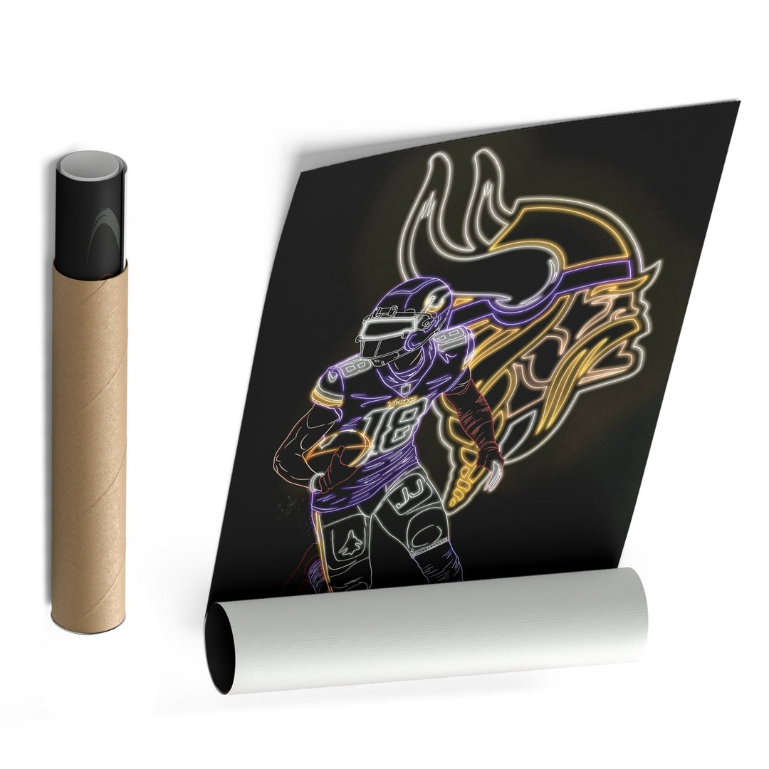Justin Jefferson Neon Canvas Art | Vikings Wall Decor - CanvasNeon
