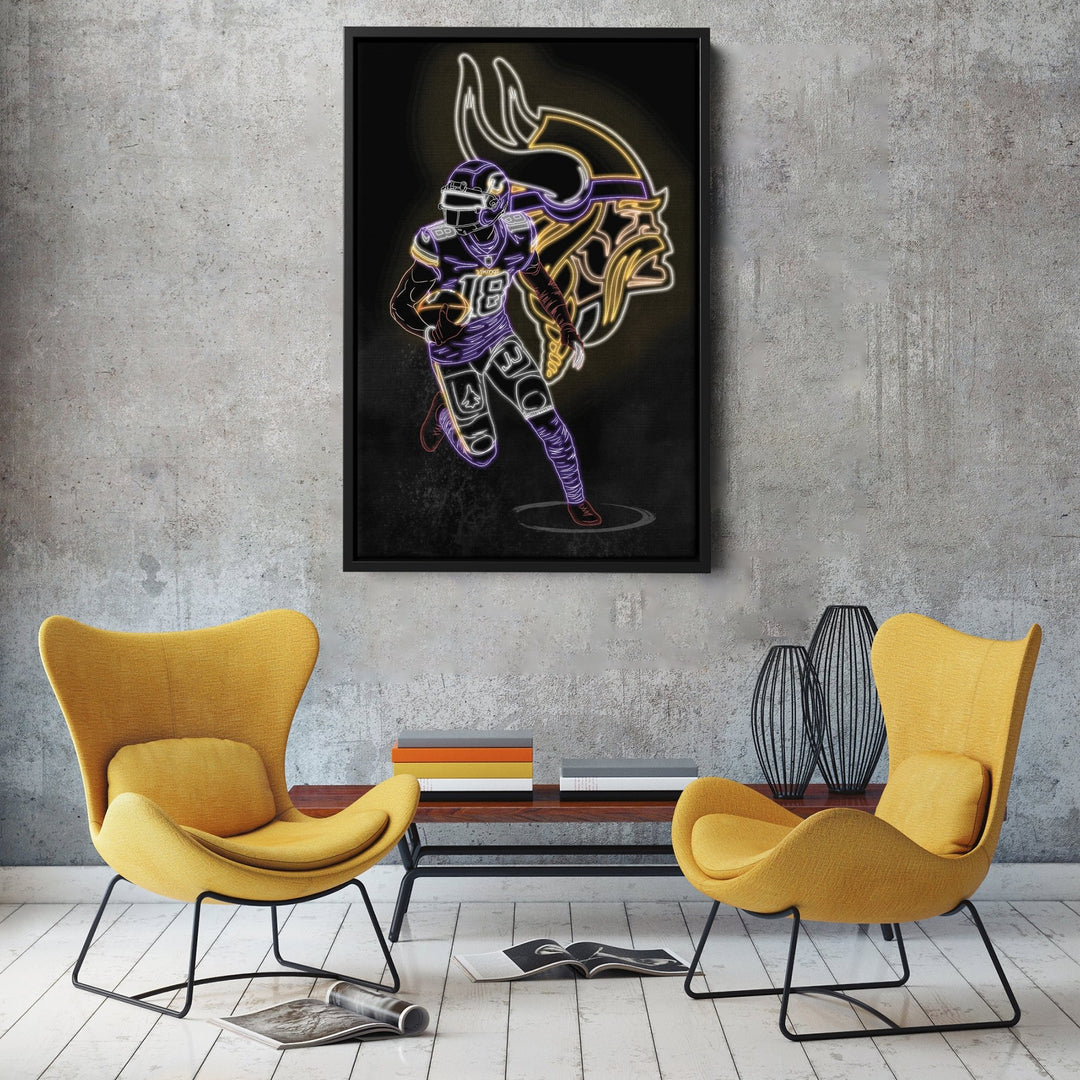 Justin Jefferson Neon Canvas Art | Vikings Wall Decor - CanvasNeon