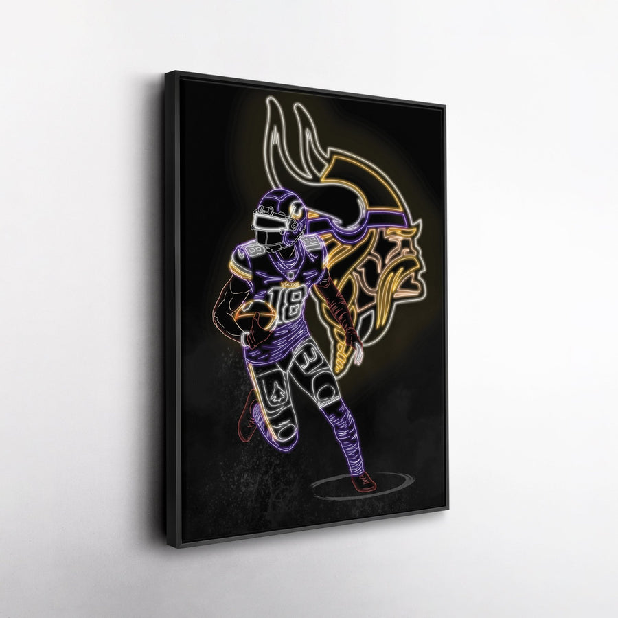 Justin Jefferson Neon Canvas Art | Vikings Wall Decor - CanvasNeon
