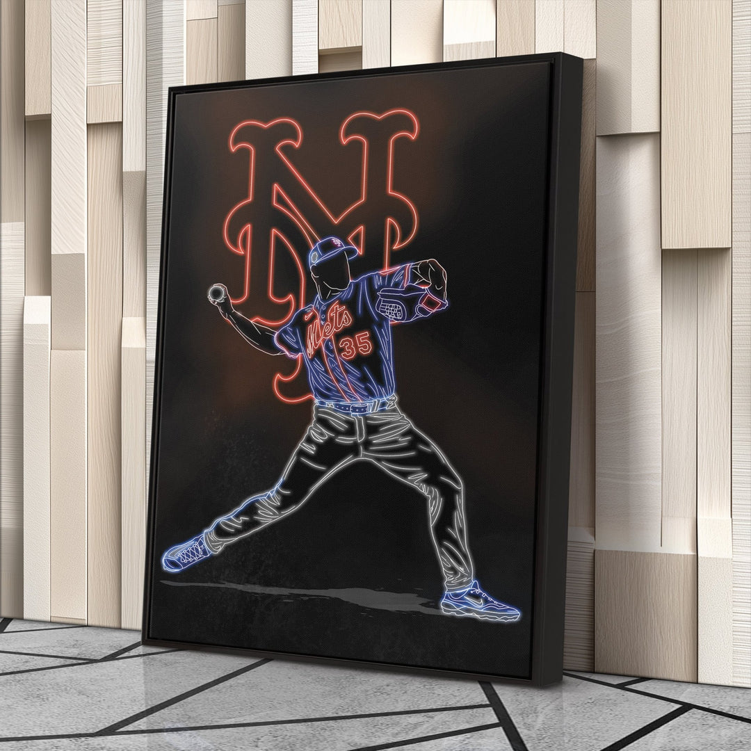 Justin Verlander Neon Canvas Art | Mets Wall Decor - CanvasNeon