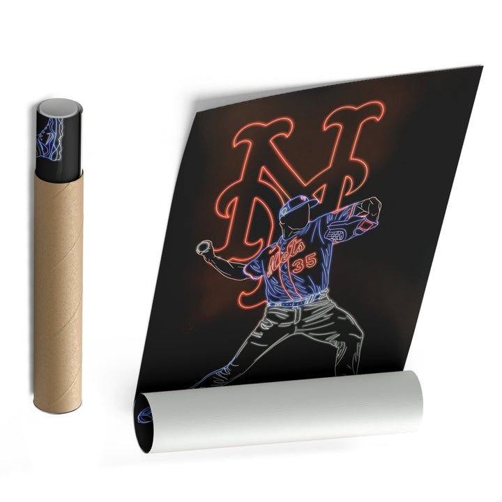 Justin Verlander Neon Canvas Art | Mets Wall Decor - CanvasNeon